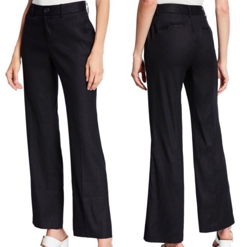 NWOT Laundry by Shelli Segal Black Linen Trouser Pants